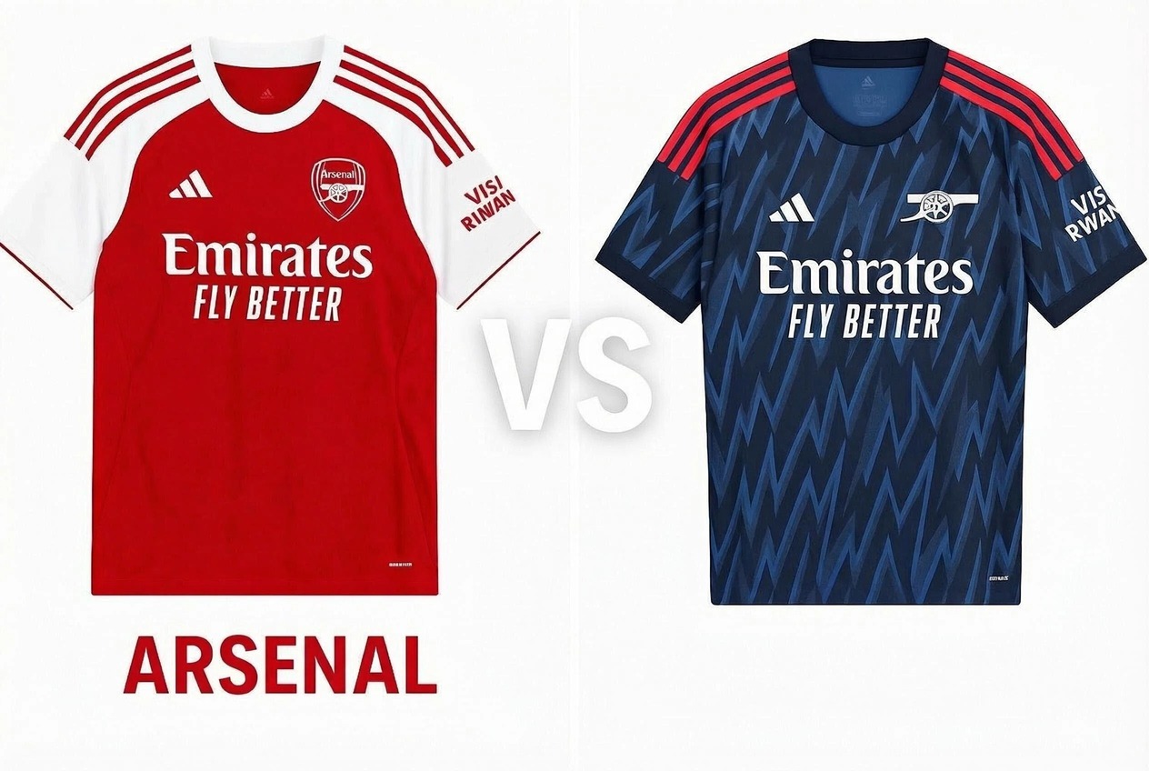 Arsenal domácí a venkovní dres srovnání barev